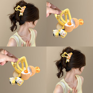 俏皮捣蛋鬼！奶黄趣味帕恰狗抓夹女甜美少女心盘发鲨鱼夹可爱夹子