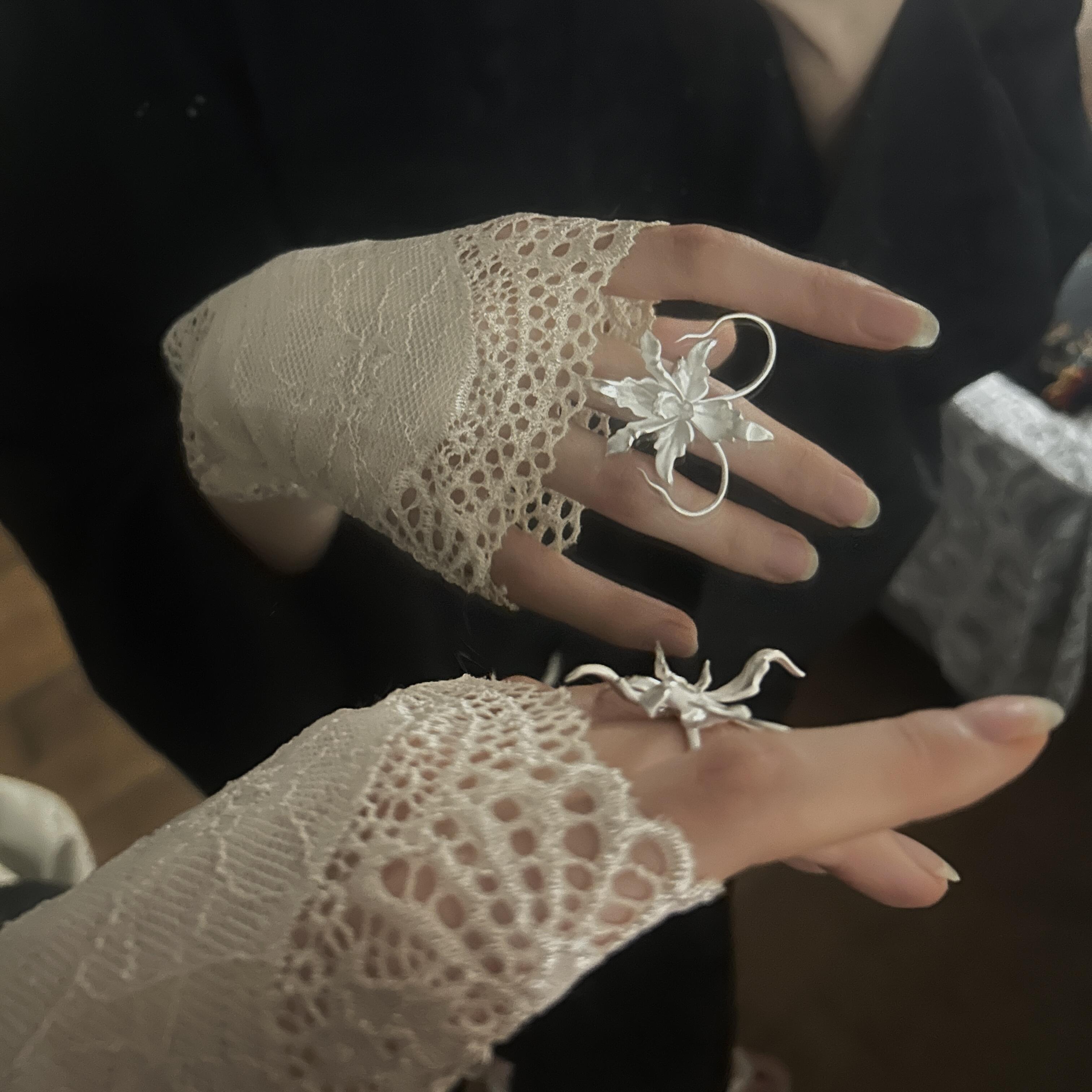 纯欲蕾丝半指手套|写真拍照袖套