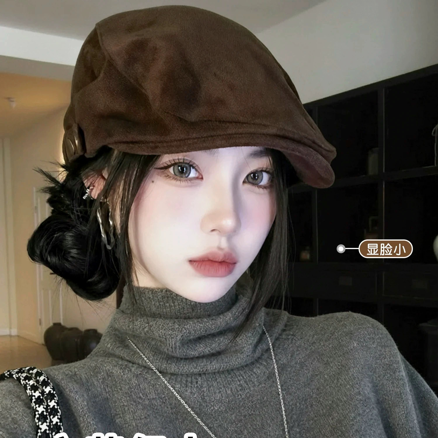 麂皮绒前进帽子女鸭舌帽子