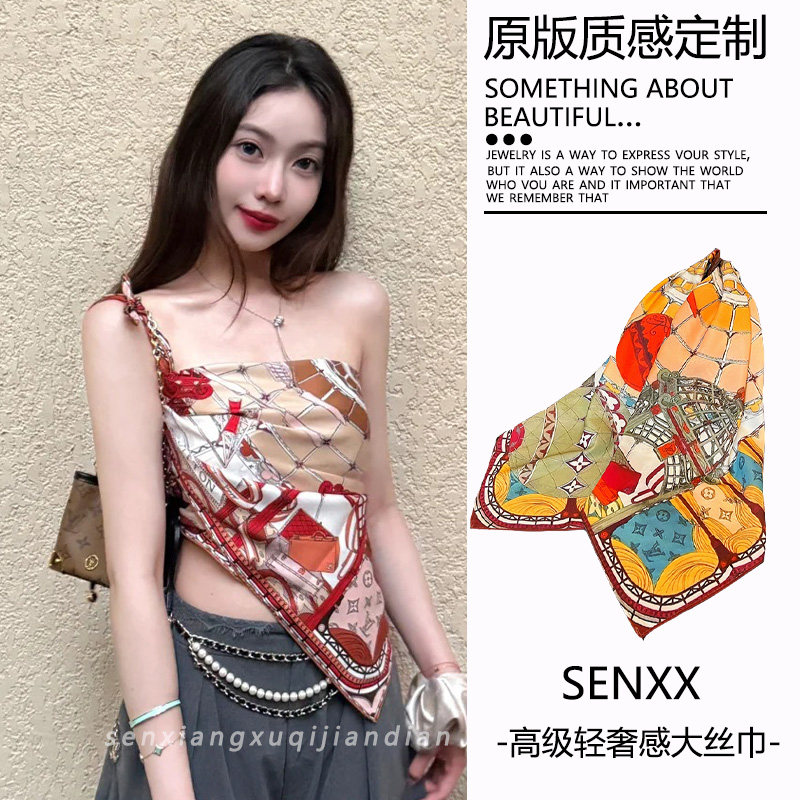 复古潮流丝巾腰带辣妹抹胸方巾图片