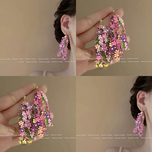 Дизайнерские изысканные клипсы, милые серьги, в цветочек, защита для ушей