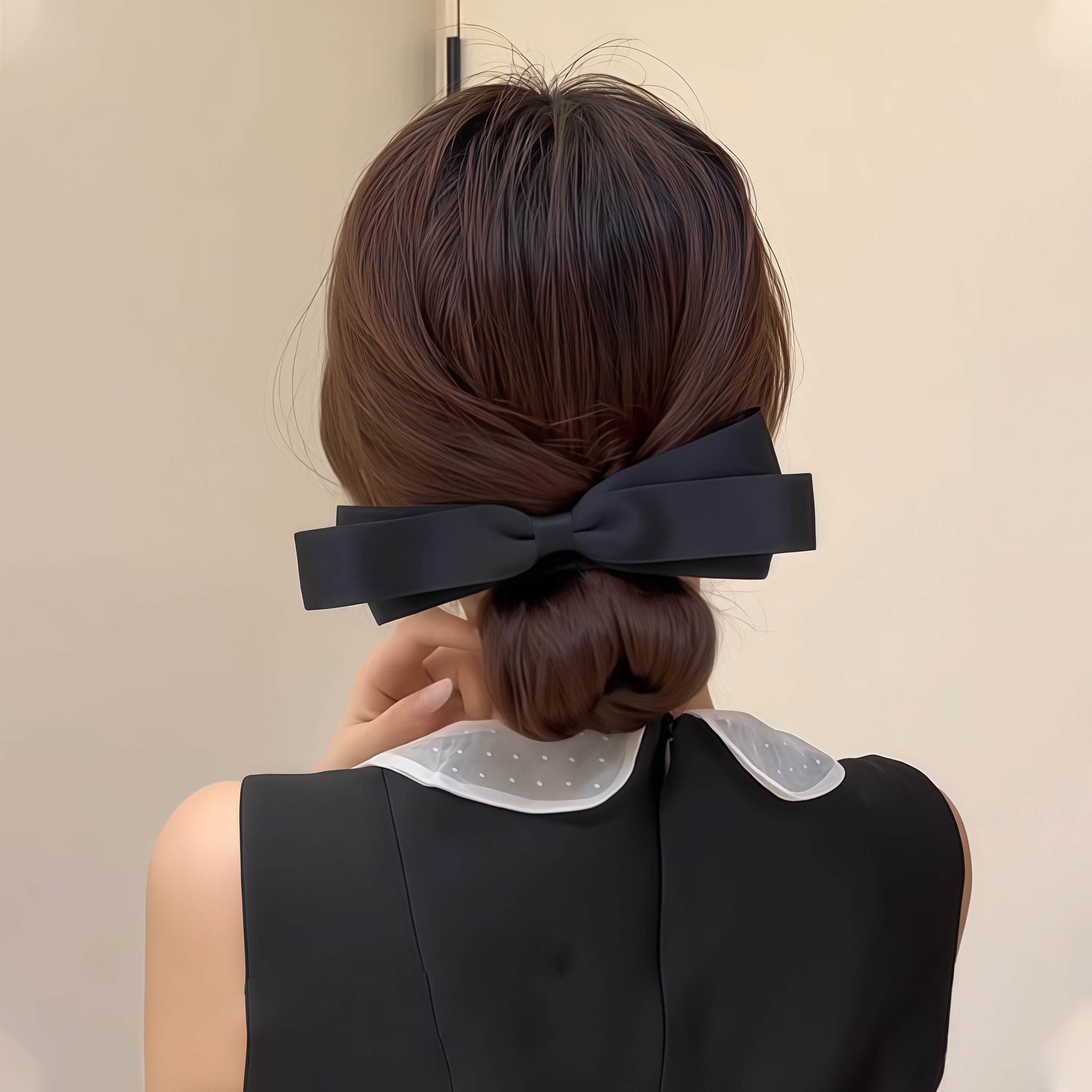 韩系饱满圆润低丸子头！发卡