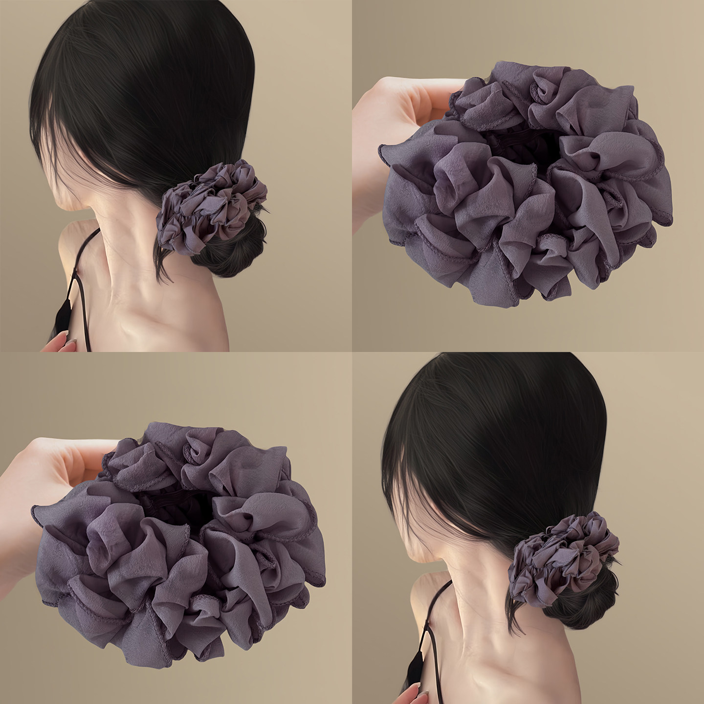 甜美氛围感皱褶花边大肠发圈