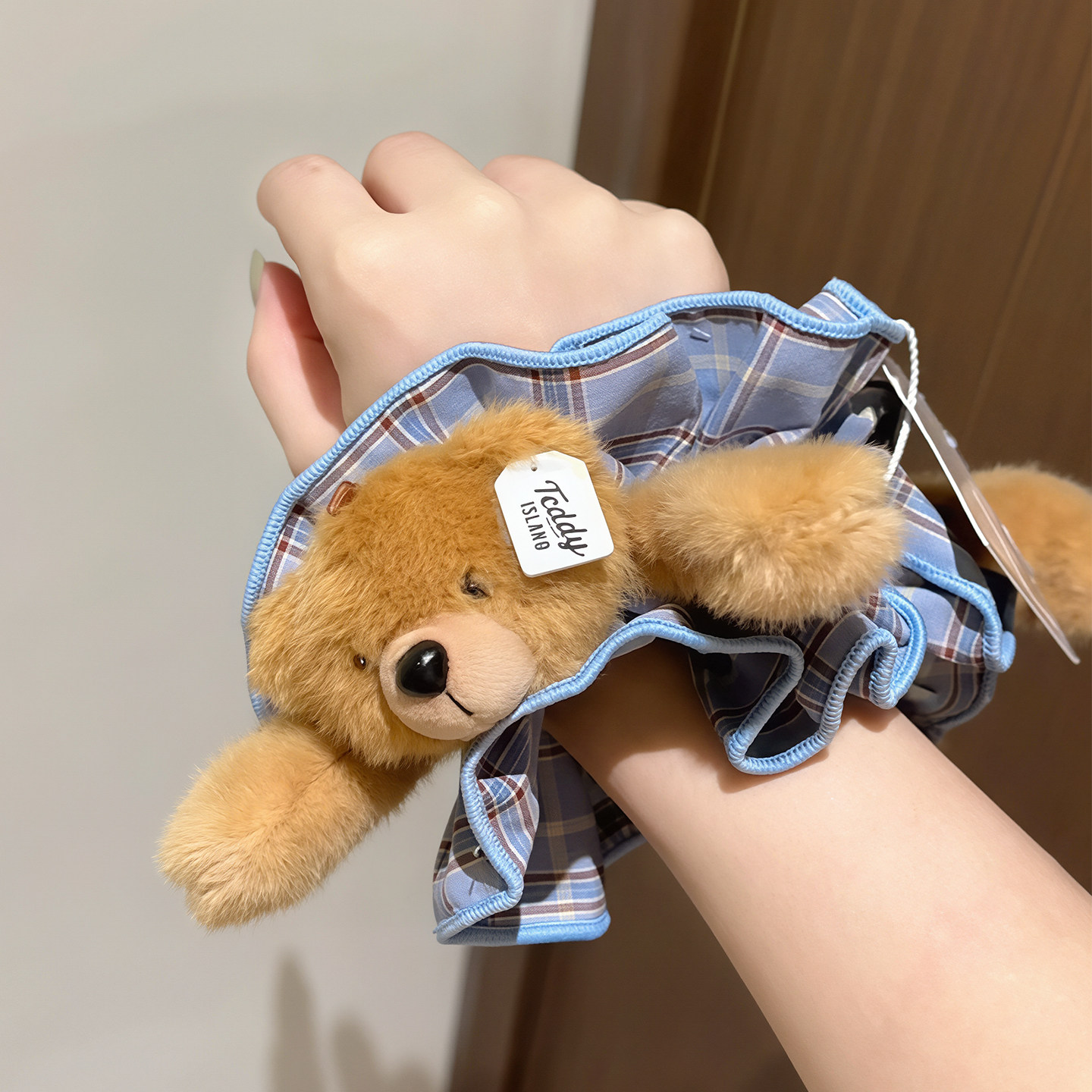 天呐!萌之萌之!小熊格纹发圈