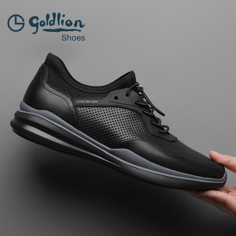 金利来薄款冲孔透气镂空休闲皮鞋