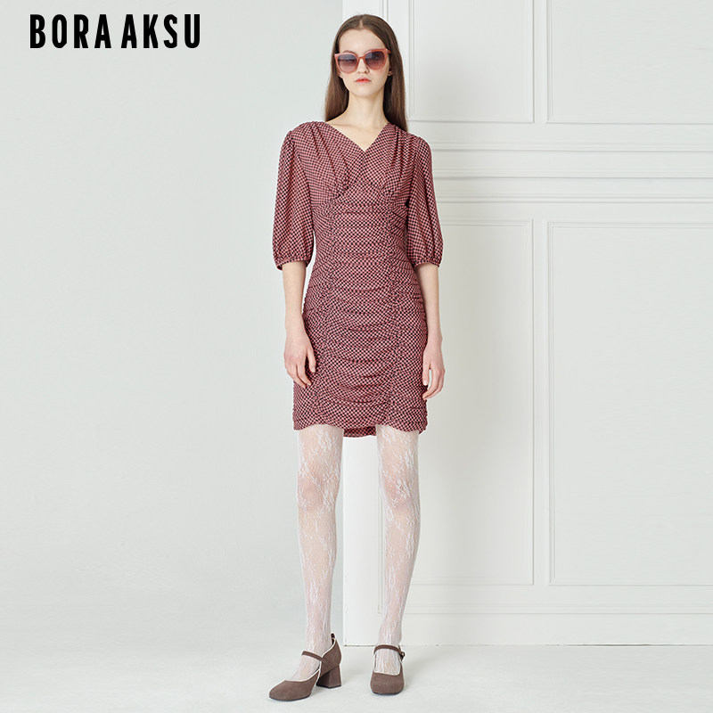 BORAAKSU复古波点收腰连衣裙