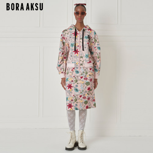 BORAAKSU印花弹力腰头卫衣半裙