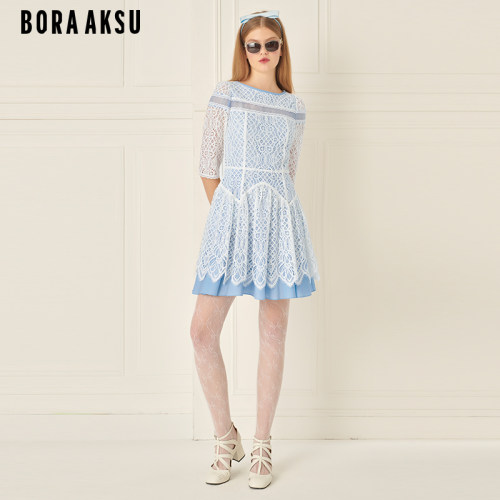 BORAAKSU拼接波浪摆连衣裙