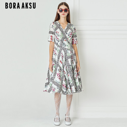 BORAAKSU法式田园茶歇裙桑蚕丝