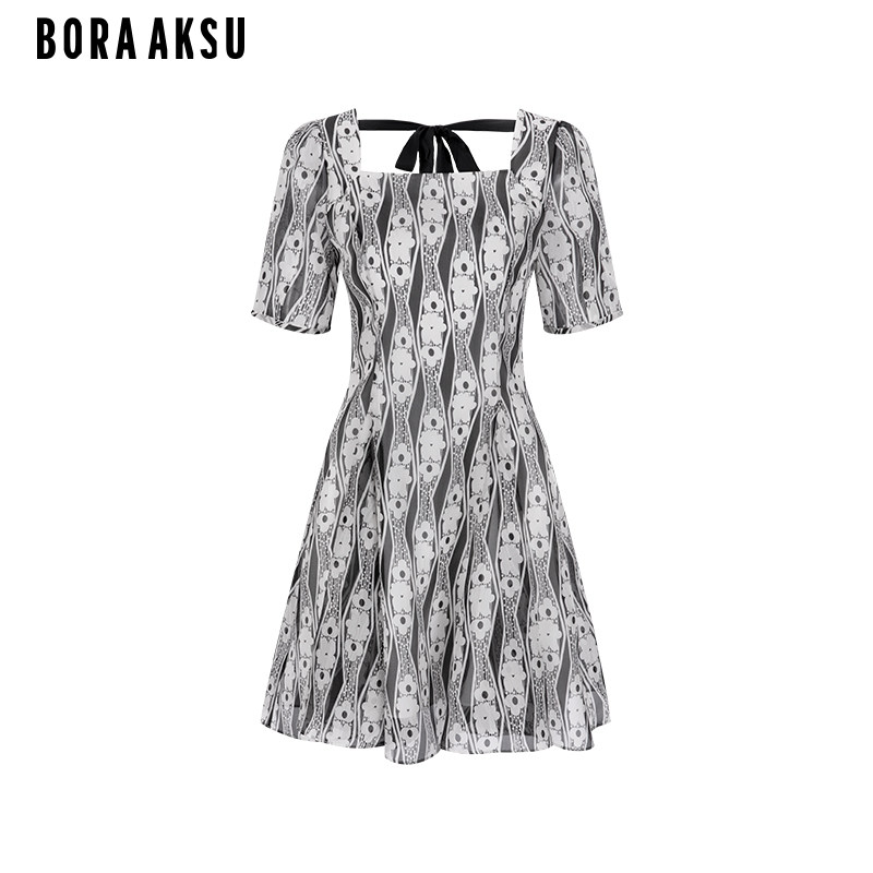 BORAAKSU真丝桑蚕丝印花连衣裙