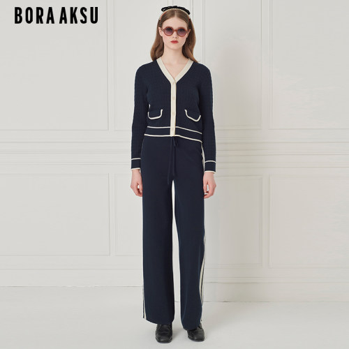 BORAAKSU纽纹织法羊毛针织开衫
