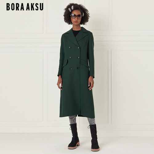 BORAAKSU羊毛呢双排扣大衣外套