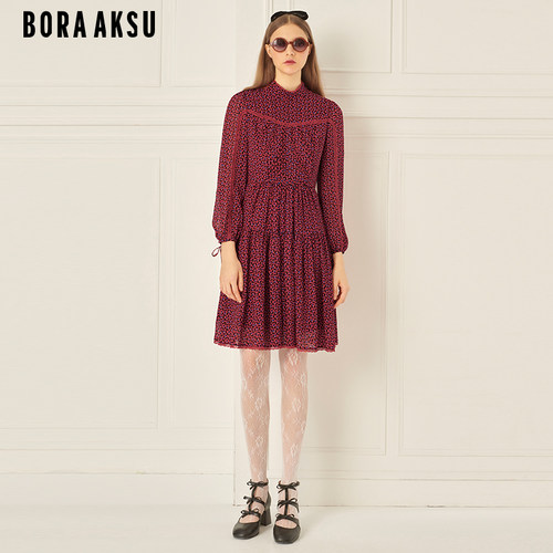 BORAAKSU泡泡袖碎花连衣裙