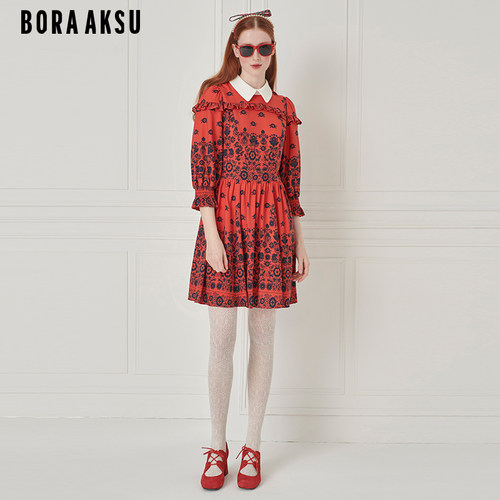 BORAAKSU彼得潘领印花连衣裙