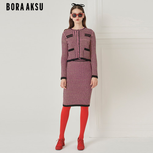 BORAAKSU混彩花呢羊毛针织半身裙