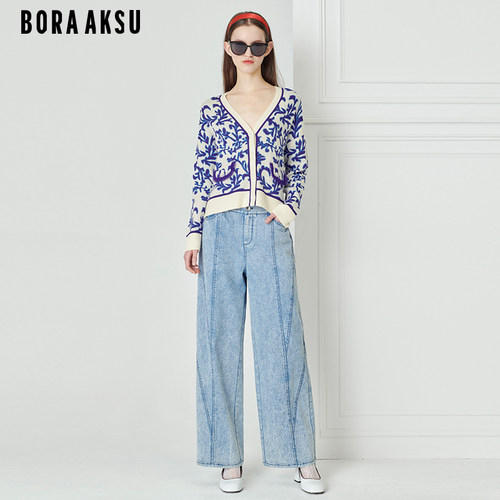 BORAAKSU蓝紫复古羊毛针织开衫