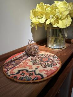 WOVENTALES天织中东进口羊毛手工波斯风格 圆形地毯坐垫床边