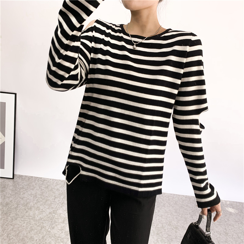 春秋舒适保暖长袖条纹