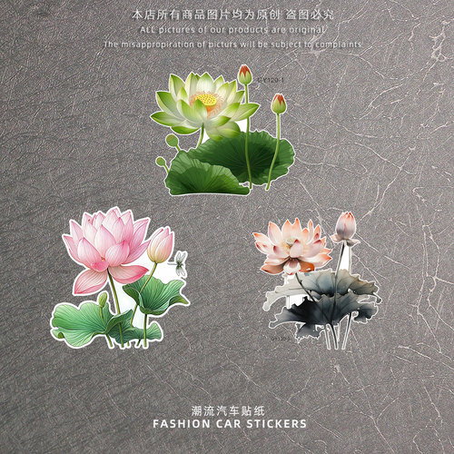 清新莲花贴纸划痕遮挡
