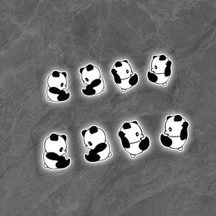 汽车贴纸可爱熊猫电动摩托车头盔玻璃个性创意划痕遮挡防水反光贴