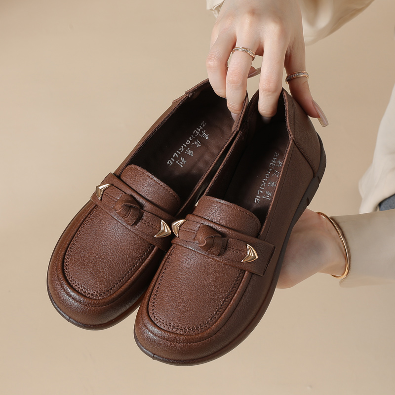 妈妈鞋真皮软底舒适防滑