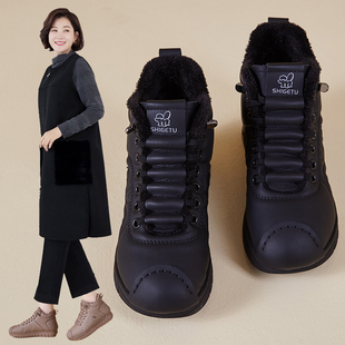 软底舒适妈妈鞋棉鞋女款短靴冬季加绒中老年保暖雪地靴轻便女鞋子