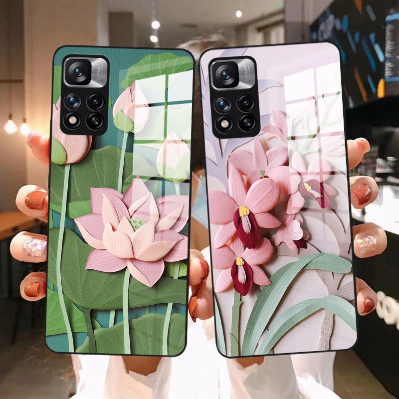 清新花朵适用小米红米note9 note10 note11pro k30 k40pro手机壳9a