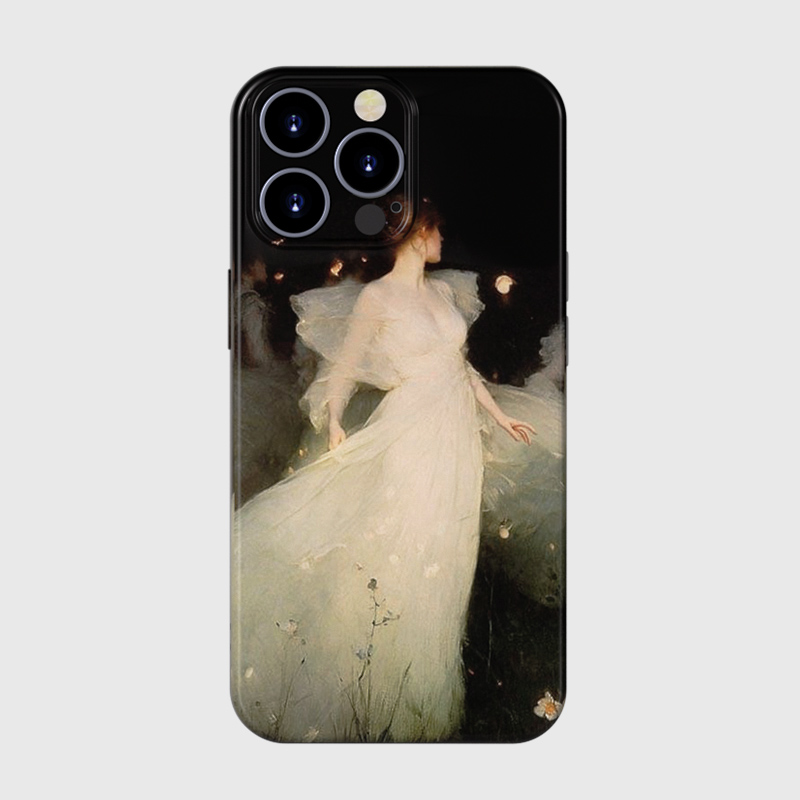 油画女孩手机壳创意全包图案