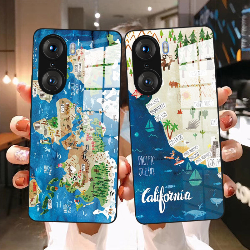 卡通地图创意旅行插画手机壳