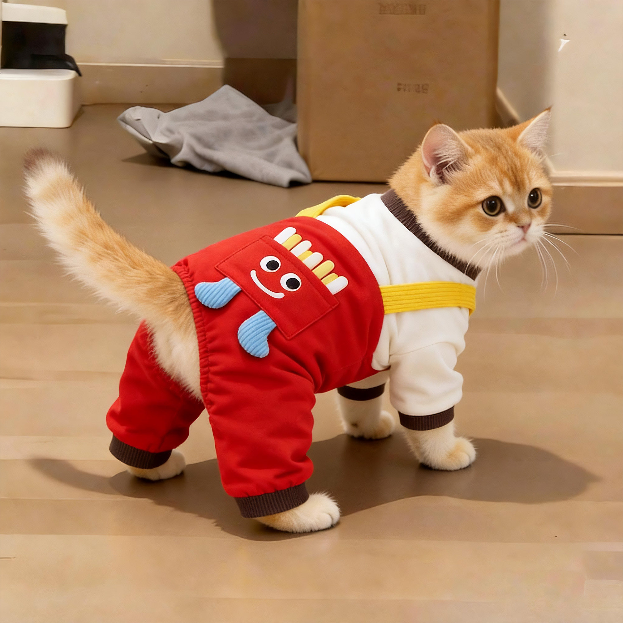 猫咪衣服可爱薯条背带裤春秋薄款