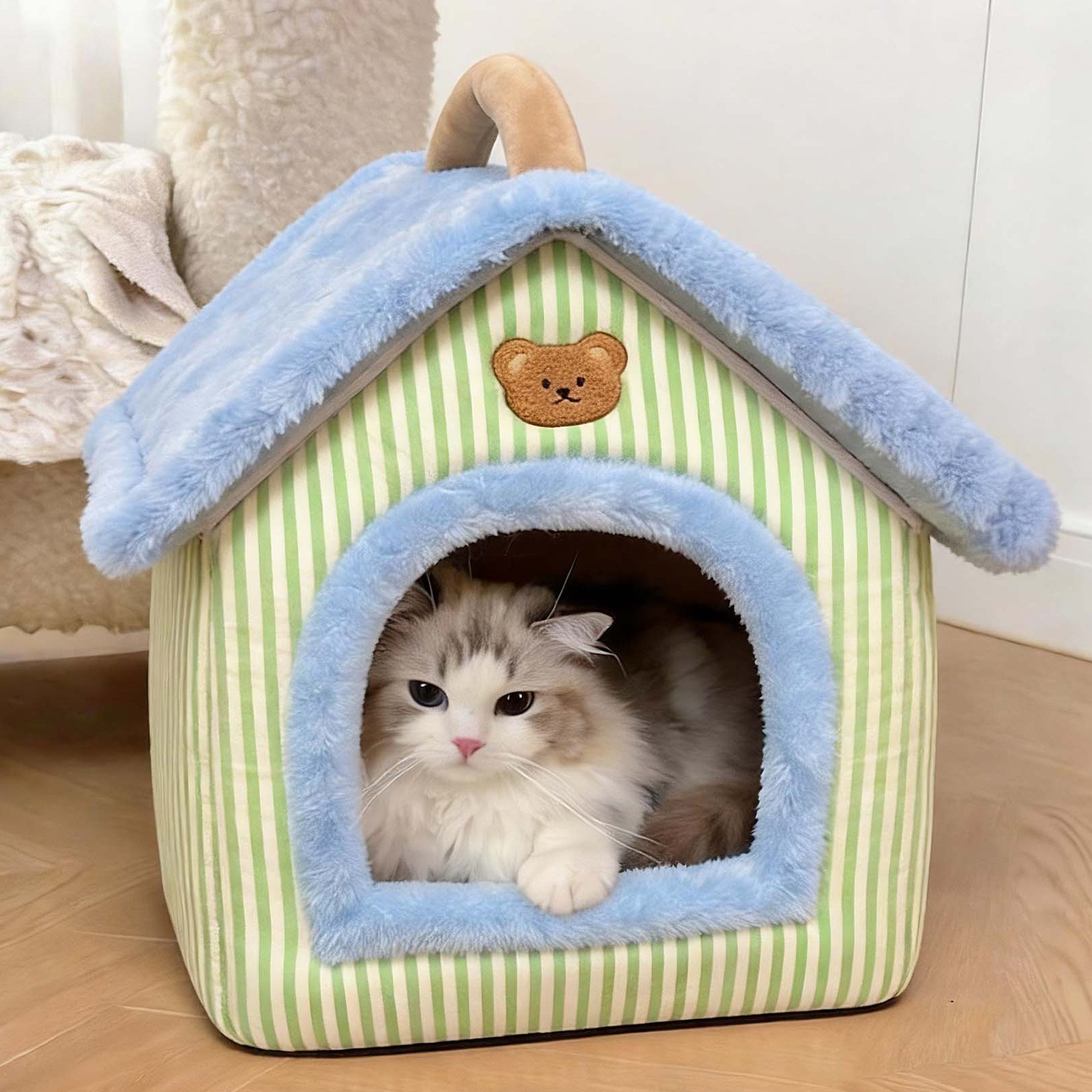 猫窝冬季保暖封闭式帐篷窝可拆洗可折叠加大狗屋金渐层布偶猫房子