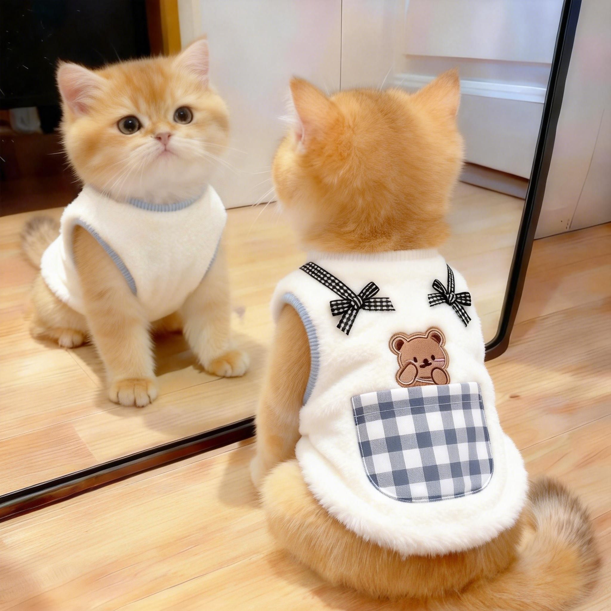 猫咪衣服秋冬款加绒保暖可爱口袋小熊软糯背心防掉毛宠物狗狗马甲,宠物/宠物食品及用品,猫宠物服装/雨衣（新）,淘宝优惠券,粉丝福利购,淘宝优惠卷