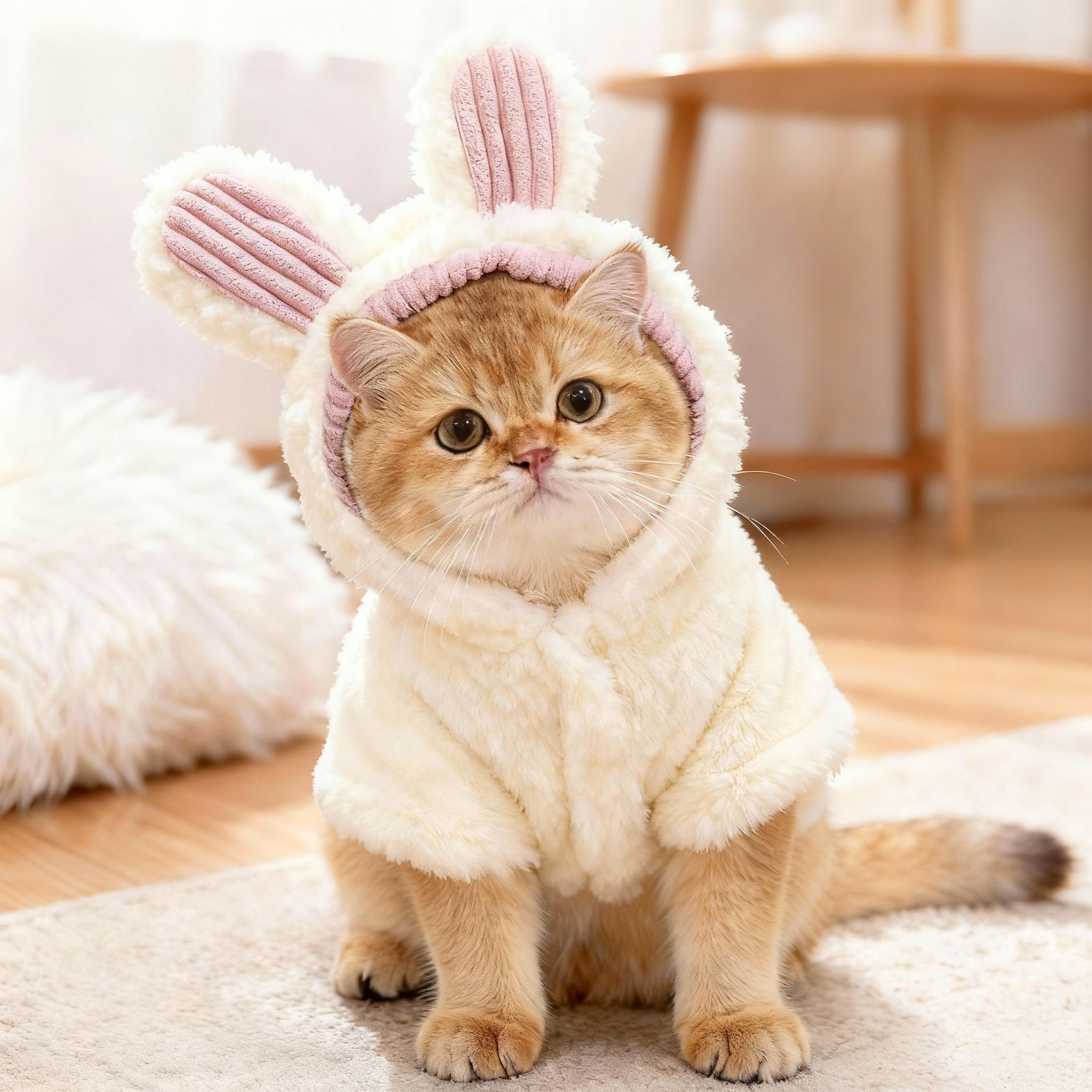 猫咪衣服可爱熊耳朵连帽毛绒卫衣