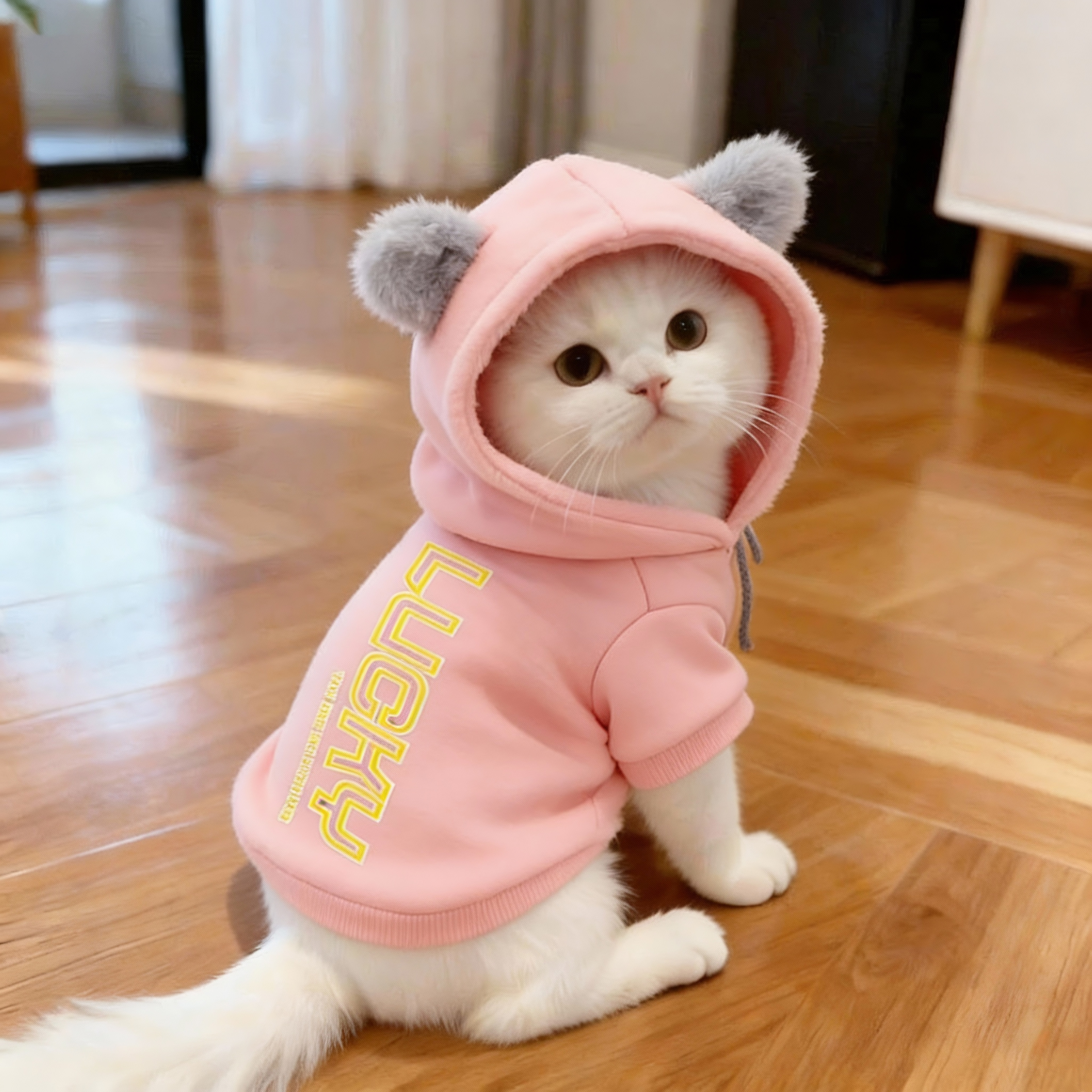 猫咪衣服秋冬款保暖耳朵带帽字母卫衣布偶英短宠物狗狗潮流两脚衣,宠物/宠物食品及用品,猫宠物服装/雨衣（新）,淘宝优惠券,粉丝福利购,淘宝优惠卷