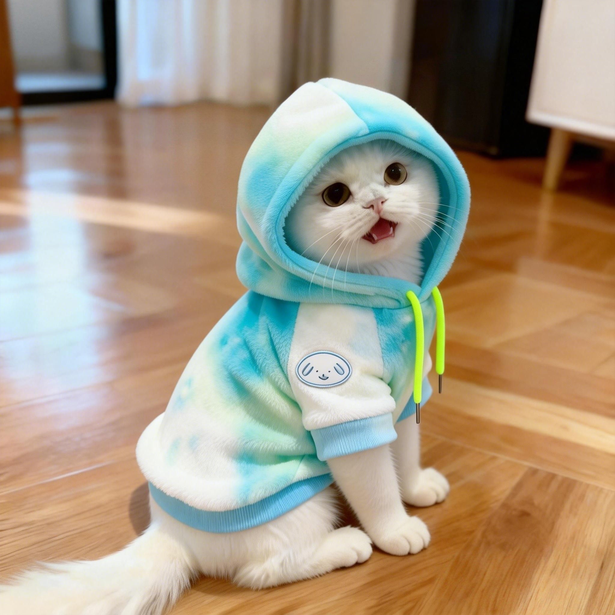猫咪衣服秋冬款加厚保暖渐变扎染