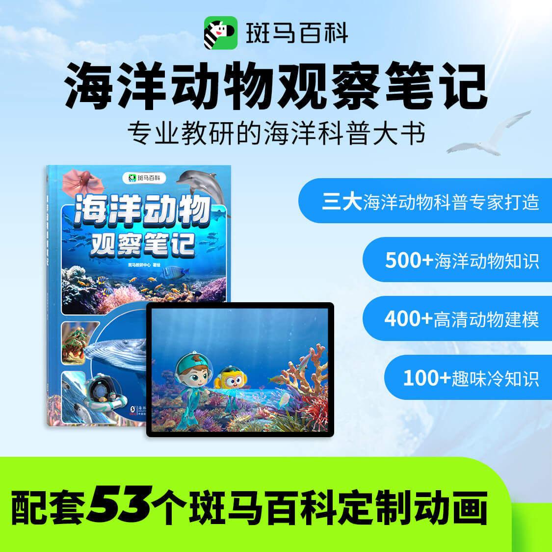 斑马百科海洋动物观察笔记 探秘海底世界自然动物世界百科全书儿童绘本