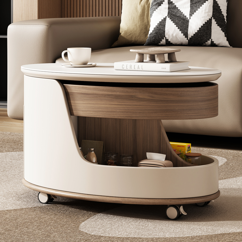 轻奢岩板升降茶几高级感现代客厅小户型简约多功能可移动沙发边几