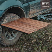 制吉家居 轮胎桌轻奢黑胡桃木桌Tire Table 新品 户外折叠桌