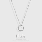 银色圆环戒指钛钢不掉色项链嘻哈情侣毛衣链吊坠简约潮酷百搭配饰