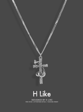 十字架蛇缠绕复古轻奢毛衣链个性