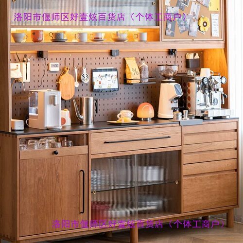 北欧实木岩板一体小户型餐边柜