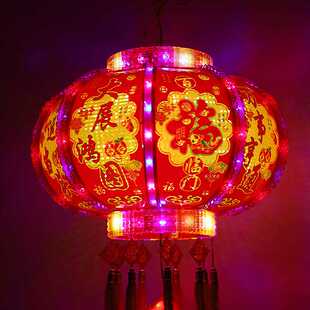 七彩LED旋轉走馬大紅福字水晶外轉燈籠陽臺喬遷春節新年 2024新款