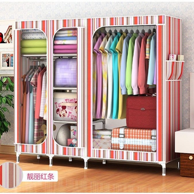 简易衣柜简约现代经济型布衣柜钢管加粗加固钢架组装牛津布艺衣橱