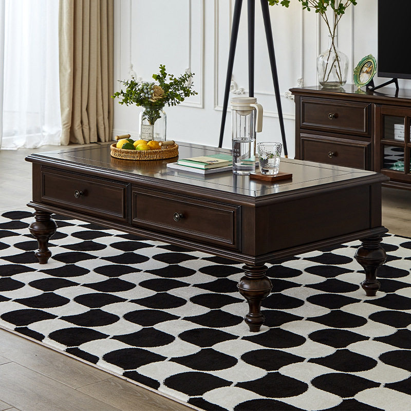 美式简约全实木茶几电视柜组合欧式复古小户型乡村家用客厅茶水J&