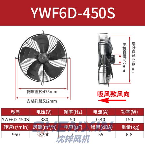 新款YWF外e转子轴流风机6E/D制冷设备冷凝器专用散热风扇220 现