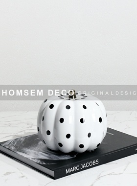 简约现代轻奢黑白色创意特点南瓜软装饰品摆件R样板房间酒店摆设