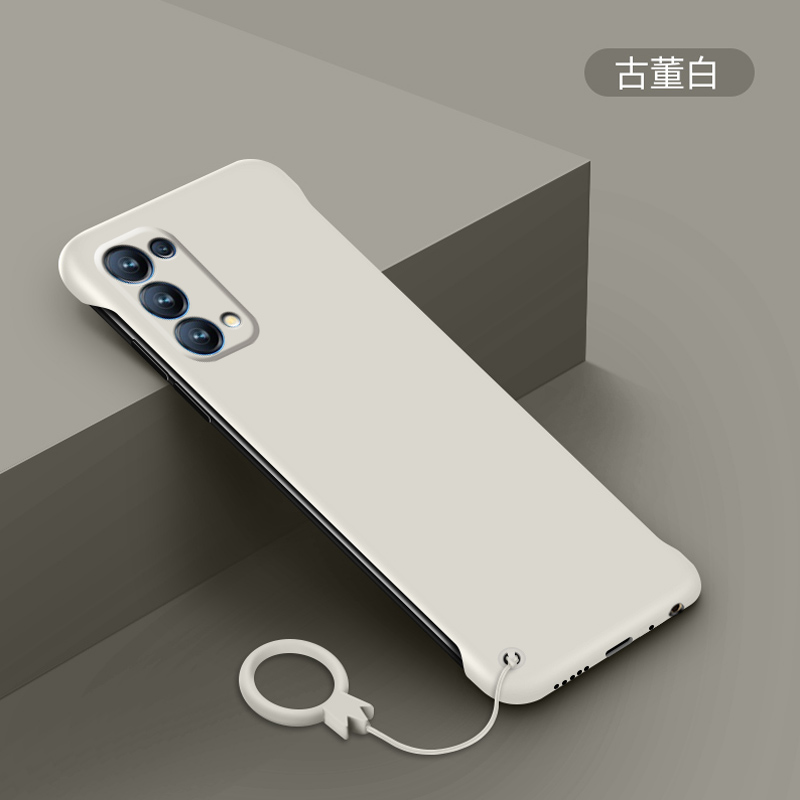 适用于opporeno5手机壳无边框纯色Reno5pro曲面屏超薄磨砂硬壳5pro+半包边防摔保护套5G男新款潮牌外壳 3C数码配件 手机保护套/壳 原图主图