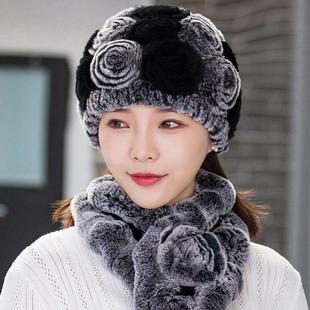 2025新款冬真雷克斯兔毛帽子皮草女款兔毛加绒加厚简约小圆帽厂家