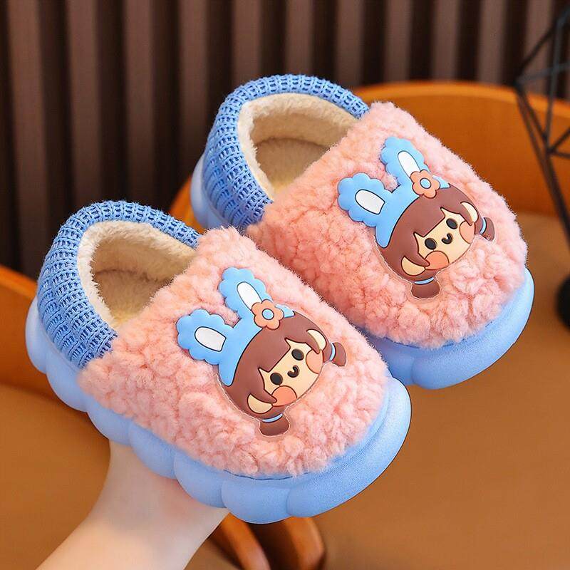 毛绒拖鞋女童洋气小公主棉拖鞋冬季加绒加厚女孩保暖棉鞋男宝厂家