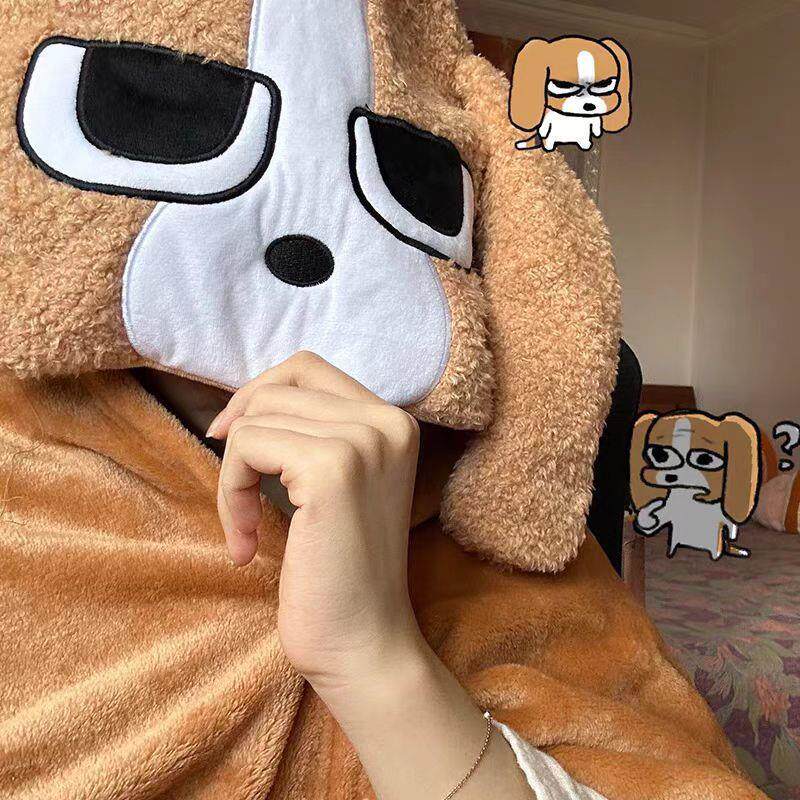 暹罗厘普系列连帽午睡毯比格犬多栋毛毯可爱狗狗空调毯出门扮厂家